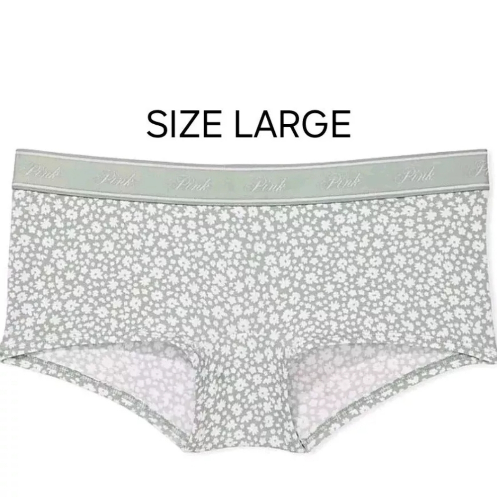 NWT Victoria's Secret PINK Shortie Boyshort Panties Size Large Green Floral